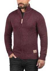 !Solid Poul Herren Strickjacke Cardigan mit Stehkragen Dunkelrot/Bordeaux
