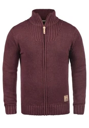 !Solid Poul Herren Strickjacke Cardigan mit Stehkragen Dunkelrot/Bordeaux