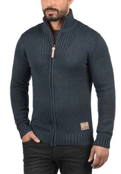 !Solid Poul Herren Strickjacke Cardigan mit Stehkragen Dunkelblau/Dunkelgrau/Blau/Hellblau