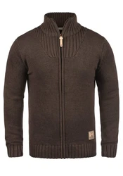 !Solid Poul Herren Strickjacke Cardigan mit Stehkragen Dunkelbraun/Braun/Khaki/Dunkelgrün/Grau