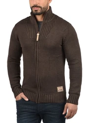 !Solid Poul Herren Strickjacke Cardigan mit Stehkragen Dunkelbraun/Braun/Khaki/Dunkelgrün/Grau
