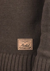 !Solid Poul Herren Strickjacke Cardigan mit Stehkragen Dunkelbraun/Braun/Khaki/Dunkelgrün/Grau