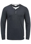 Solid Doriano Herren Longsleeve Langarmshirt mit Grandad-Ausschnitt Insignia Blue Melange