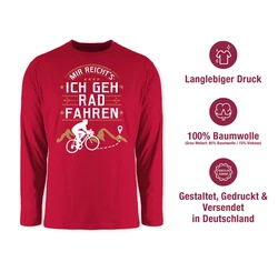 Shirtracer Rundhalsshirt Mir reichts ich geh Rad fahren I Geschenk Radfahren Geschenke Fahrrad Bekleidung Radsport Rosa/Dunkelrot/Rot