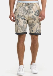 Indicode Herren Albert Cargo Shorts Hawaii Beige/Khaki/Gelb