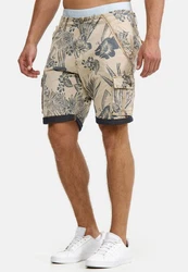 Indicode Herren Albert Cargo Shorts Hawaii Beige/Khaki/Gelb