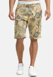 Indicode Herren Albert Cargo Shorts Hawaii Khaki/Beige/Gelb