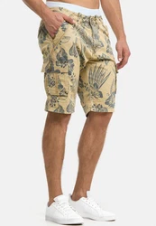 Indicode Herren Albert Cargo Shorts Hawaii Khaki/Beige/Gelb