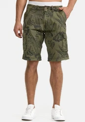 Indicode Herren Albert Cargo Shorts Hawaii Dunkelgrün/Grün/Khaki