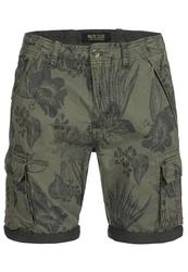 Indicode Herren Albert Cargo Shorts Hawaii Dunkelgrün/Grün/Khaki