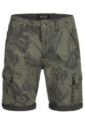 Indicode Herren Albert Cargo Shorts Hawaii Dunkelgrün/Grün/Khaki