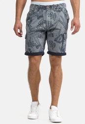 Indicode Herren Albert Cargo Shorts Hawaii Grau/Dunkelblau/Blau