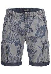 Indicode Herren Albert Cargo Shorts Hawaii Grau/Dunkelblau/Blau