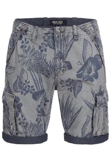 Indicode Herren Albert Cargo Shorts Hawaii Grau/Dunkelblau/Blau
