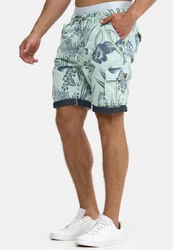 Indicode Herren Albert Cargo Shorts Hawaii Blau/Türkis/Grün