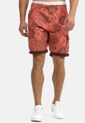 Indicode Herren Albert Cargo Shorts Hawaii Orange/Rot/Gelb