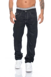 Regular-fit-Jeans Herren Jeans Hose mit stylischen Applikationen und gewachster Waschung Dicke Nhte