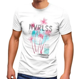 Print-Shirt Herren T-Shirt Palmen Sommer Strand Surfing Surf Pacific Island mit Print