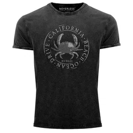 Print-Shirt Herren Vintage Shirt California Beach Crab Krabbe Krebs Ocean Drive mit Print