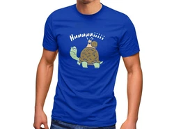MoonWorks Print-Shirt Herren T-Shirt Schildkrte Schnecke Huuuuiiii Blau/Grau