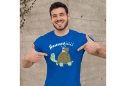 MoonWorks Print-Shirt Herren T-Shirt Schildkrte Schnecke Huuuuiiii Blau/Grau