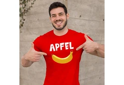 MoonWorks Herren T-Shirt mit Print Rot/Türkis
