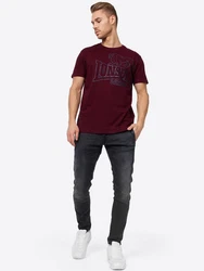 Lonsdale Herren T-Shirt Langsett Dunkelrot/Rot/Bordeaux/Lila/Braun