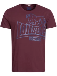 Lonsdale Herren T-Shirt Langsett Dunkelrot/Rot/Bordeaux/Lila/Braun