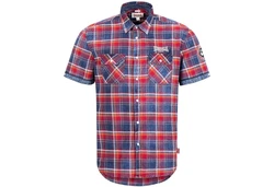 Lonsdale Kurzarmhemd Boxgrove Rot/Dunkelrot/Blau