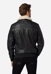 RICANO Lederjacke M-Bomber Schwarz/Dunkelgrün/Rot