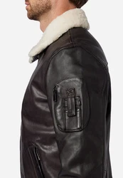 RICANO Lederjacke M-Bomber Schwarz/Dunkelbraun/Dunkelrot/Creme/Braun/Rot