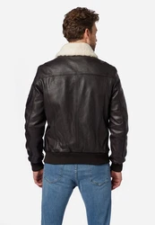 RICANO Lederjacke M-Bomber Schwarz/Dunkelbraun/Dunkelrot/Creme/Braun/Rot