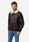 RICANO Lederjacke M-Bomber Schwarz/Dunkelbraun/Dunkelrot/Creme/Braun/Rot