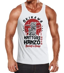 Neverless Tanktop Herren Hattori Hanzo Sword and Sushi Okinawa Japan Rot/Weiß/Creme