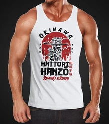 Neverless Tanktop Herren Hattori Hanzo Sword and Sushi Okinawa Japan Rot/Weiß/Creme