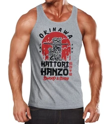 Neverless Tanktop Herren Hattori Hanzo Sword and Sushi Okinawa Japan Dunkelgrau/Rot/Grau/Braun
