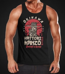 Neverless Tanktop Herren Hattori Hanzo Sword and Sushi Okinawa Japan Rot/Dunkelrot/Schwarz