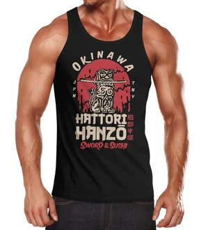 Neverless Tanktop Herren Hattori Hanzo Sword and Sushi Okinawa Japan Rot/Dunkelrot/Schwarz