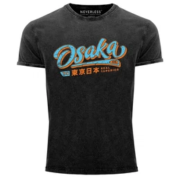 Print-Shirt Herren Vintage Shirt japanische Schriftzeichen Japan Schriftzug Osaka mit Print