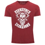 Neverless Print-Shirt Herren Vintage Shirt See You in Valhalla Rot/Dunkelrot