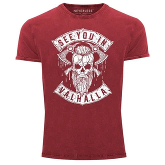 Neverless Print-Shirt Herren Vintage Shirt See You in Valhalla Neverless Print-Shirt Herren Vintage Shirt See You in Valhalla