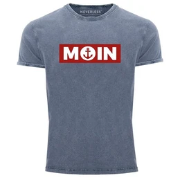 Print-Shirt Herren Vintage Shirt Moin norddeutsch Morgen Anker Printshirt T-Shirt mit Print