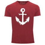 Neverless Print-Shirt Herren Vintage Shirt mit Anker Motiv Dunkelrot/Rot