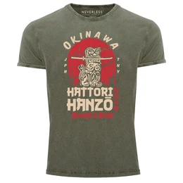 Print-Shirt Herren Vintage Shirt Hattori Hanzo Sword and Sushi Okinawa Japan mit Print
