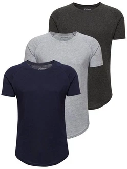 PITTMAN 3er Pack T-Shirt Herren Oversize Finn Rundhals-Ausschnitt Dunkelblau/Dunkelgrau/Grau PITTMAN 3er Pack T-Shirt Herren Oversize Finn Rundhals-Ausschnitt Dunkelblau/Dunkelgrau/Grau
