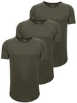 PITTMAN 3er Pack T-Shirt Herren Oversize Finn Rundhals-Ausschnitt Dunkelgrün/Khaki