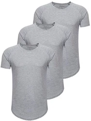 PITTMAN 3er Pack T-Shirt Herren Oversize Finn Rundhals-Ausschnitt Grau/Hellgrau