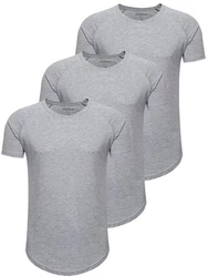 PITTMAN 3er Pack T-Shirt Herren Oversize Finn Rundhals-Ausschnitt Grau/Hellgrau