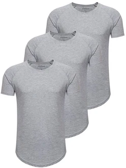 PITTMAN 3er Pack T-Shirt Herren Oversize Finn Rundhals-Ausschnitt Grau/Hellgrau