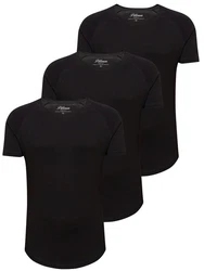 PITTMAN 3er Pack T-Shirt Herren Oversize Finn Rundhals-Ausschnitt Schwarz/Dunkelblau/Dunkelgrau